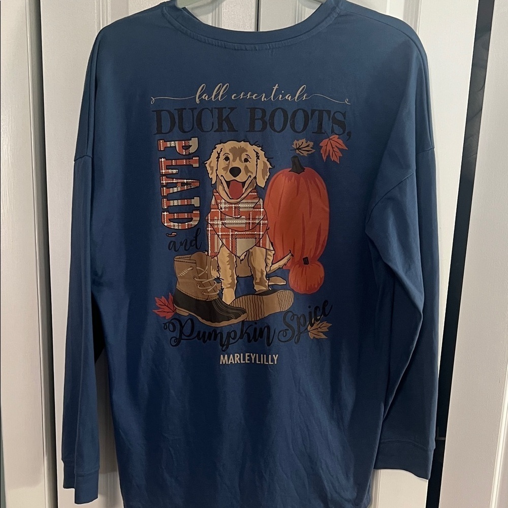 Marleylilly Blue Graphic Long Sleeve Shirt